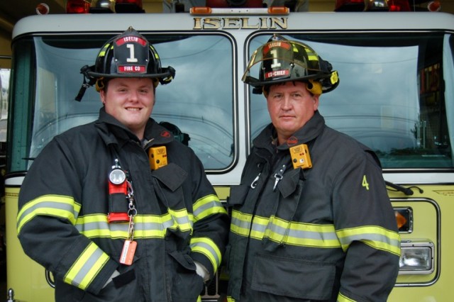 Fire Company Legacy: Ex-Chief Frank Barber with son Ken.